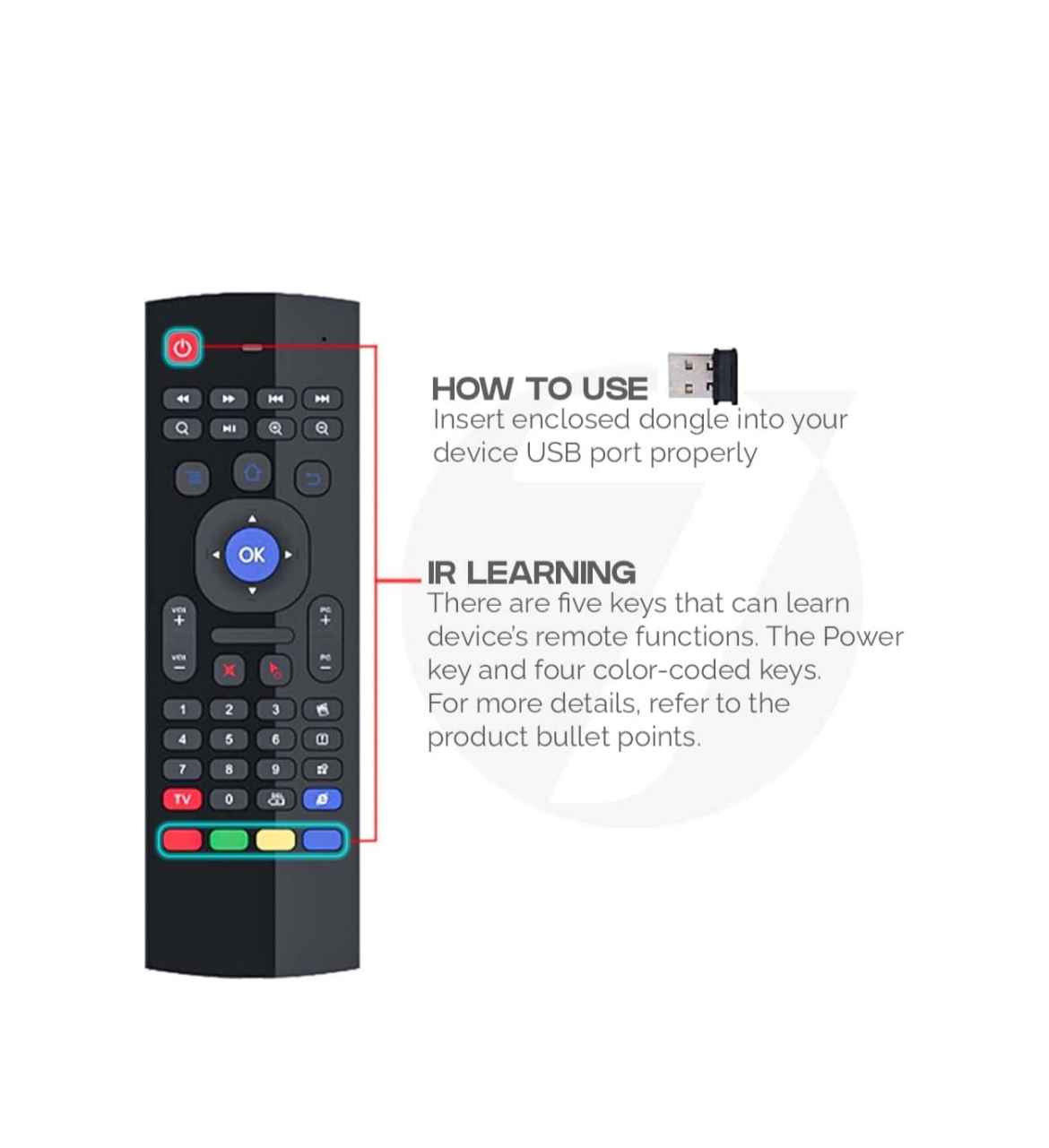 Air Fly Mouse Universal Remote with Keyboard & Intelligent IR Learning