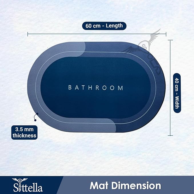 Pack of - 2 Anti-Skid Water Soaking Oval Bathroom Print Rubber Mat, Water Absorbent Mat