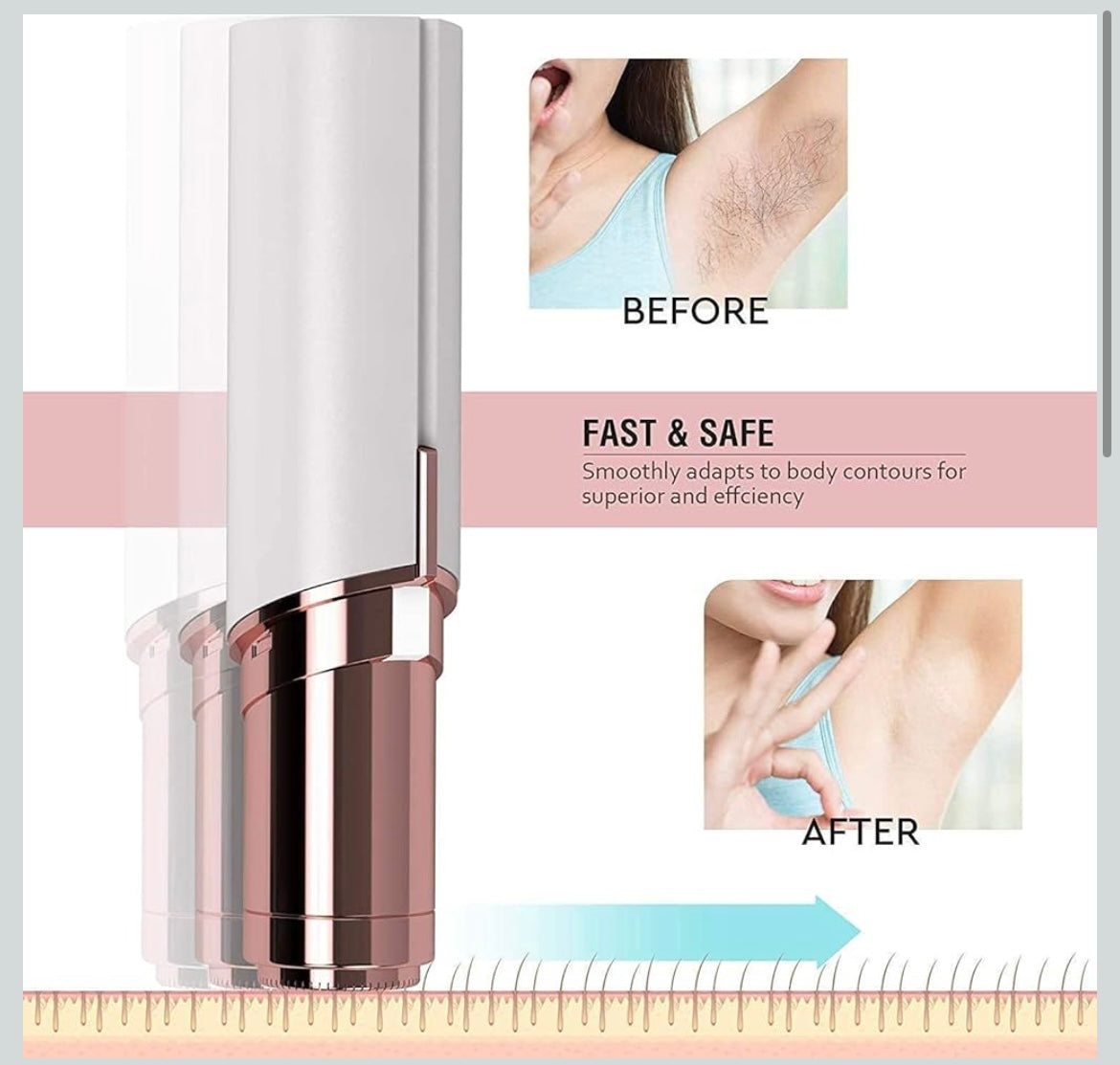 Hair Remover For Women Skincare Lipstick Shape Mini Epilator trimmer Machine for face, Upper Lip, Chin, Eyebrow, etc. with Battery (White)
