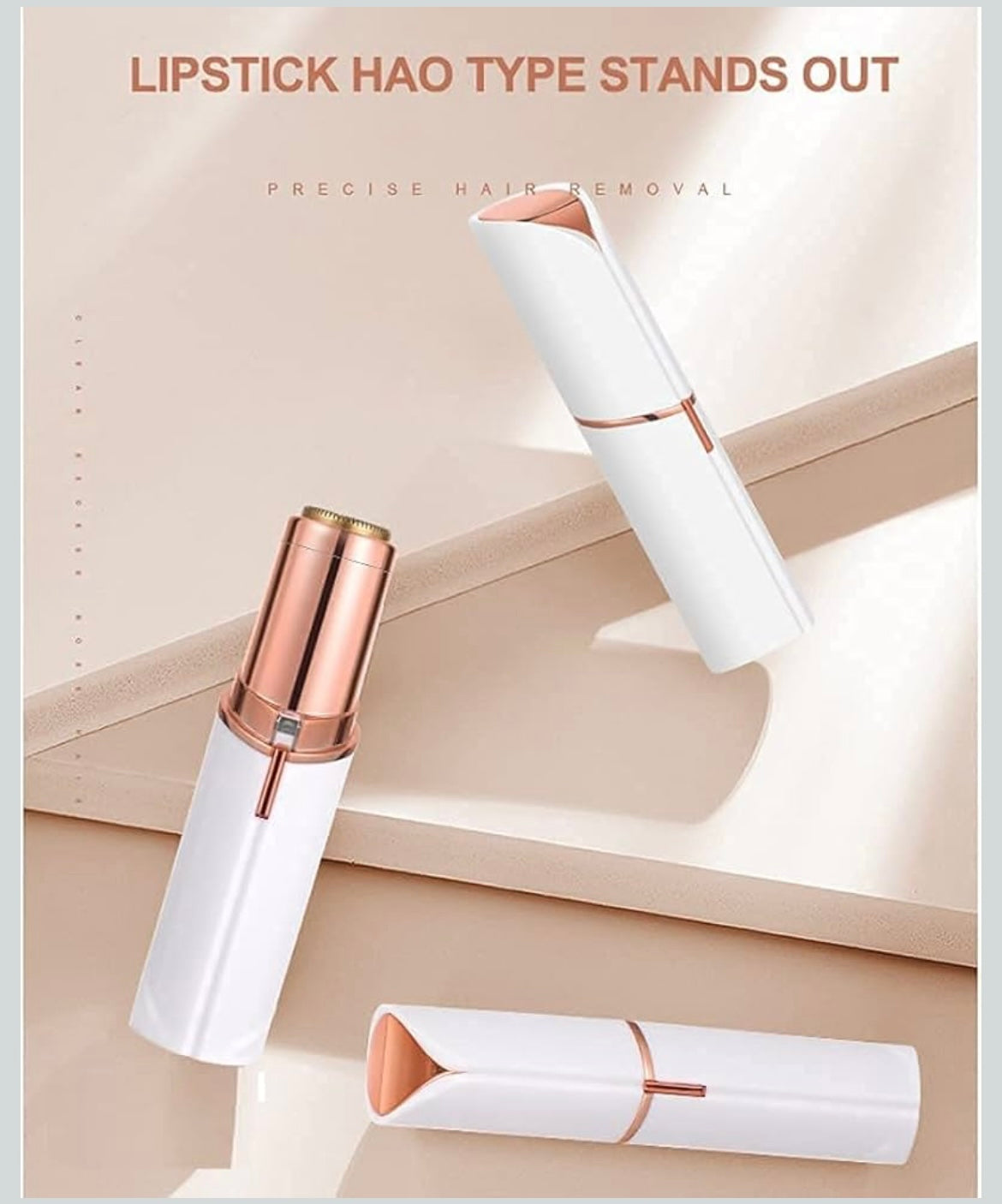 Hair Remover For Women Skincare Lipstick Shape Mini Epilator trimmer Machine for face, Upper Lip, Chin, Eyebrow, etc. with Battery (White)
