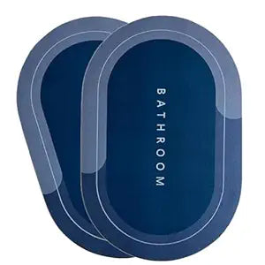 Pack of - 2 Anti-Skid Water Soaking Oval Bathroom Print Rubber Mat, Water Absorbent Mat