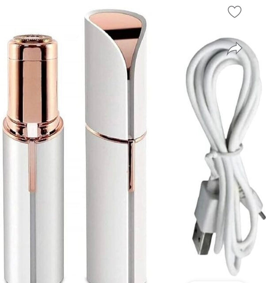 Hair Remover For Women Skincare Lipstick Shape Mini Epilator trimmer Machine for face, Upper Lip, Chin, Eyebrow, etc. with Battery (White)