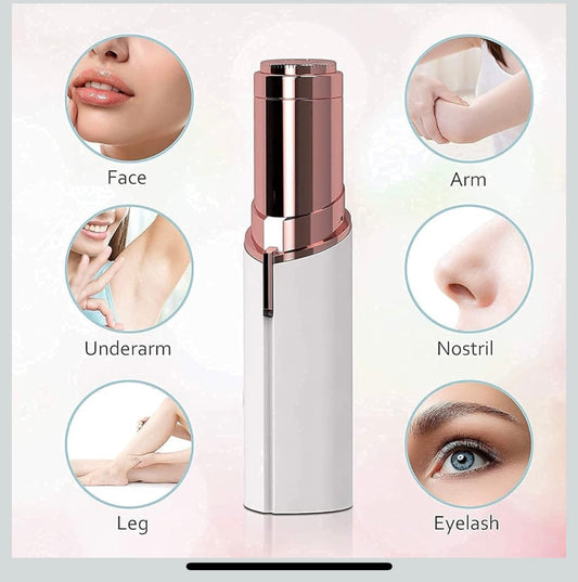 Hair Remover For Women Skincare Lipstick Shape Mini Epilator trimmer Machine for face, Upper Lip, Chin, Eyebrow, etc. with Battery (White)