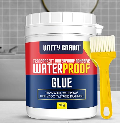 Crack Seal Glue 300gm with Brush Transparent Waterproof Resin Epoxy for Roof Leakage Crack Seal Agent Roof Water Leakage Solution Water Proof Glue for Waterproofing (300 GM / 1 PACK)