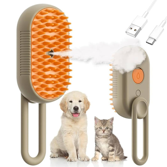 USB Rechargeable Soft Rubber Cat Bathing Massaging Brush Electronic Comb for Dog & Cat